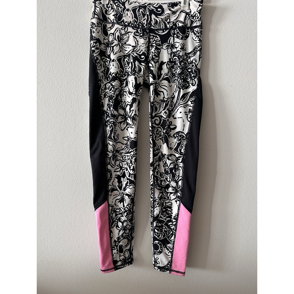 Lilly Pulitzer S Luxletic Weekender Crop Leggings Floral Ram Black Pink White